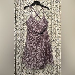 Beautiful Floral Laced Purple Cocktail Dress